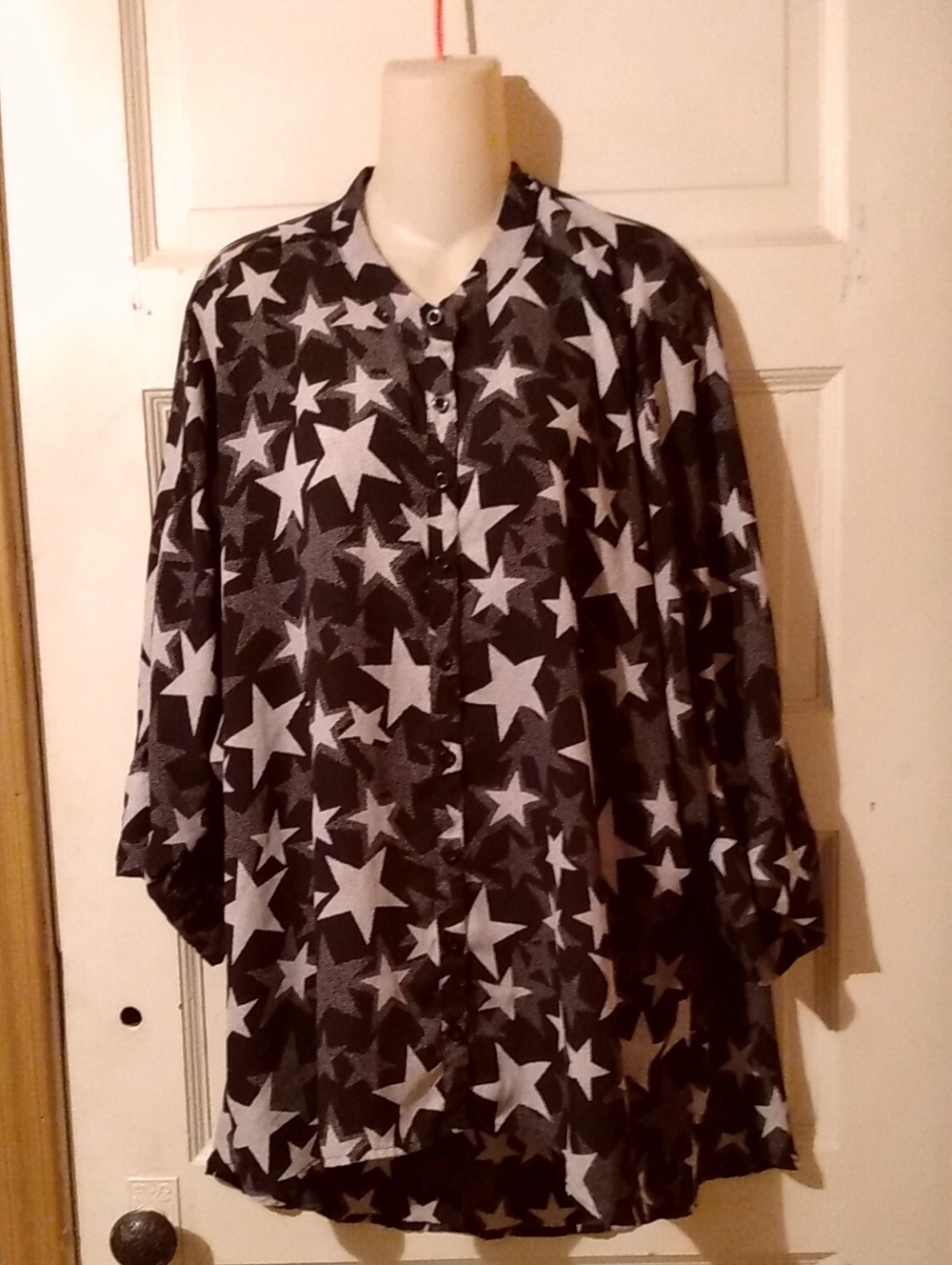 Black Silver Stars Maximalist Sheer Blouse Plus Mobwife Whimsygoth